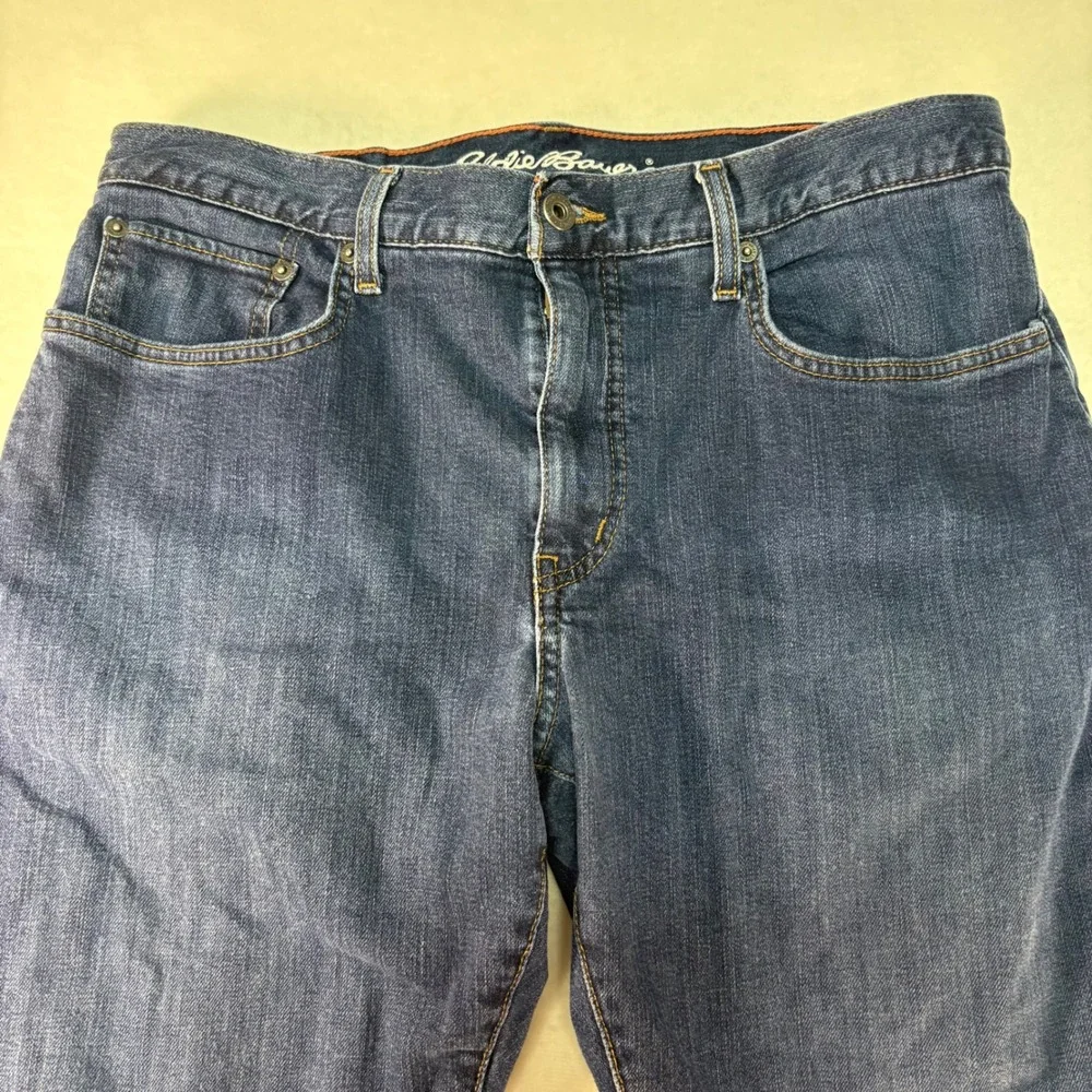 Eddie‎ Bauer Women Straight Fit Fleece Lined Jeans Dark Wash Size 35